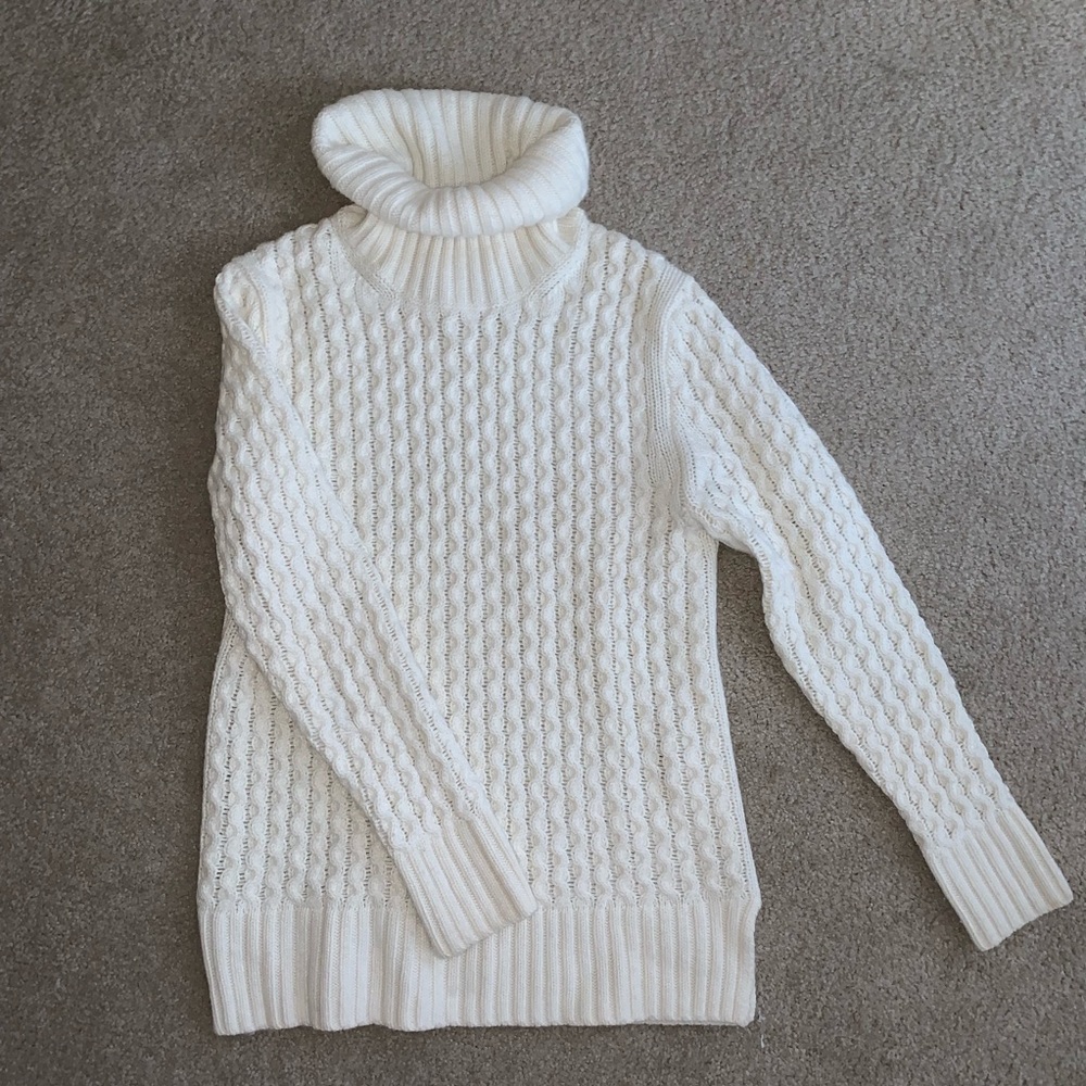 J. Crew White Cable-knit Sweater
